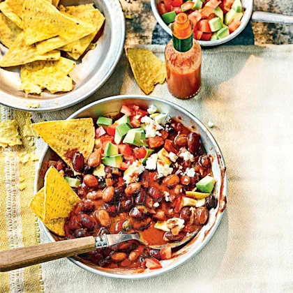 Mixed bean chilli with refreshing salsa