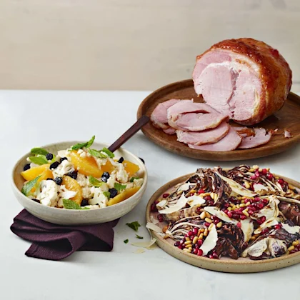 Roasted and Raw Radicchio Salad with Pomegranate, Pine Nuts and Parmesan