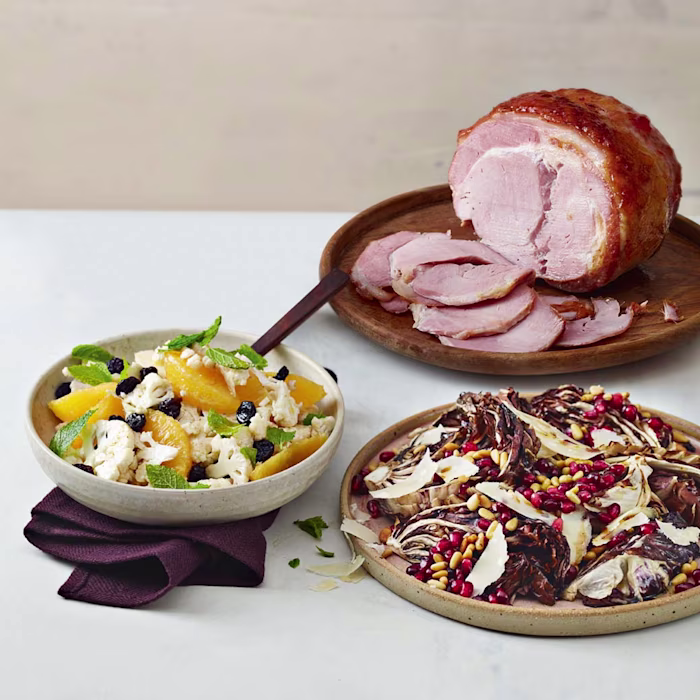 Roasted and Raw Radicchio Salad with Pomegranate, Pine Nuts and Parmesan