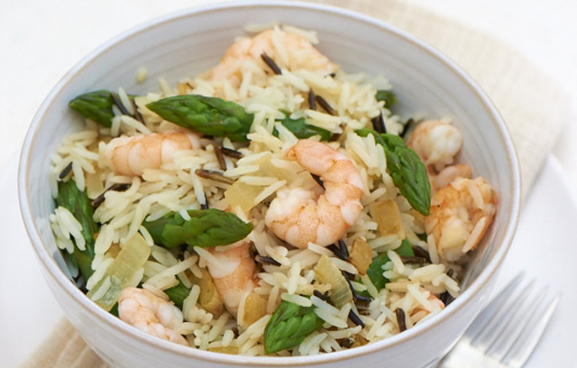 King prawn and asparagus rice