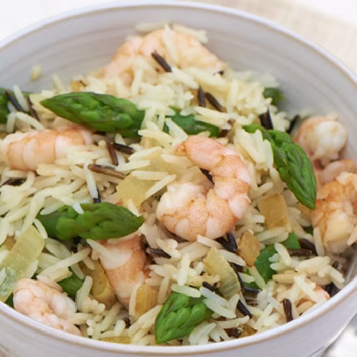 King prawn and asparagus rice