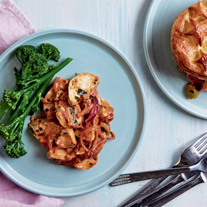 Easy deconstructed chicken and chorizo pie
