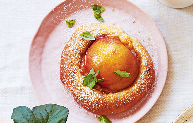 Brioche Custard Buns with Stoned Fruit and Basil