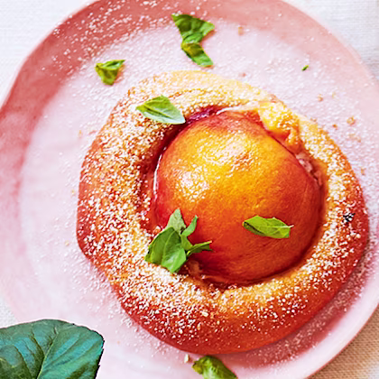 Brioche Custard Buns with Stoned Fruit and Basil