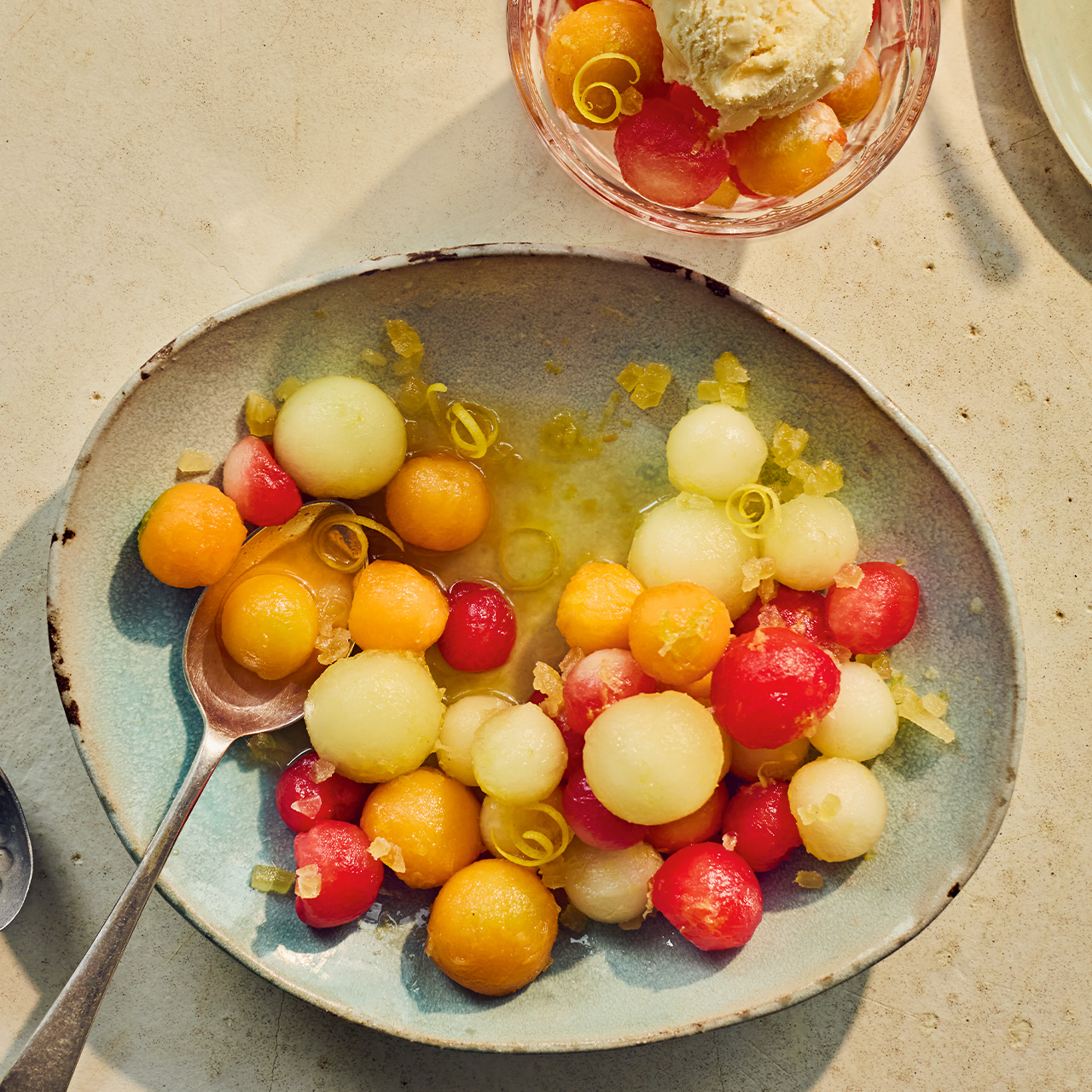 Melon Balls with Ginger Syrup