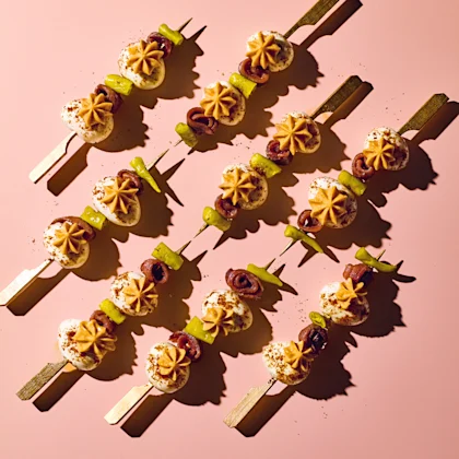 Devilled Quail Eggs with Anchovies Party Bites