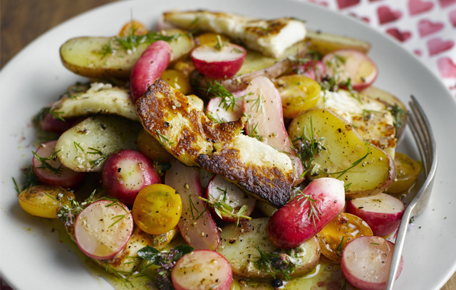 Warm Radish and Halloumi Salad