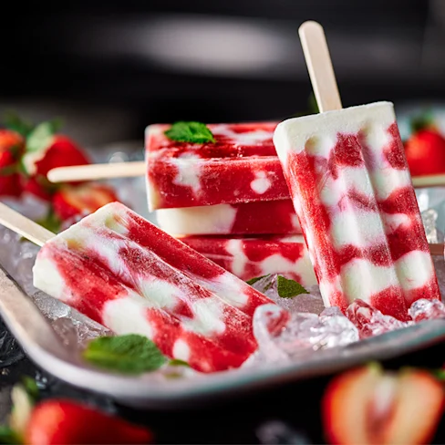 Strawberry and Yoghurt Layered Lollies