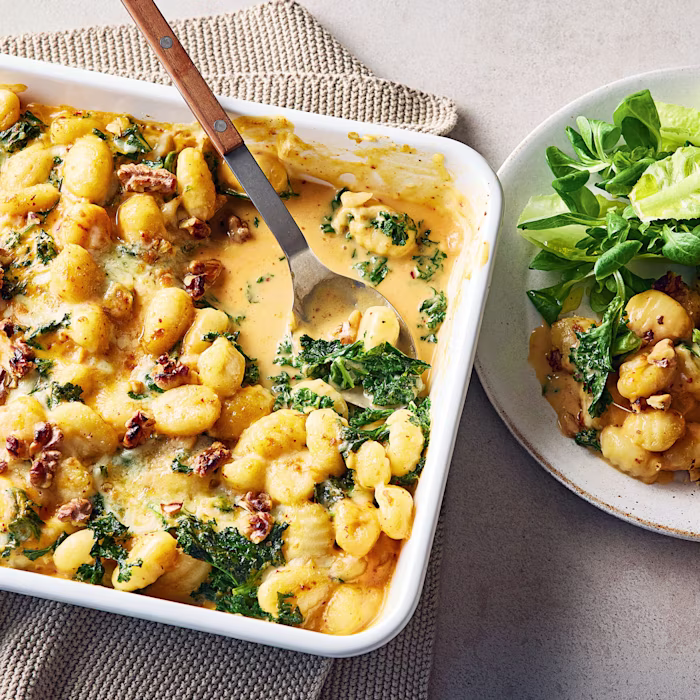 Cheesy Kale and Harissa Gnocchi