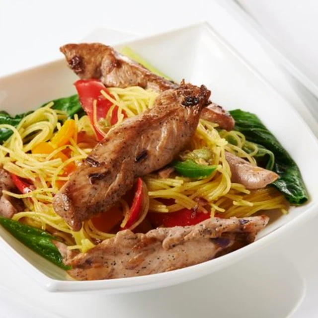 Duck Mini Fillets with Pak Choi, Noodles and Soy