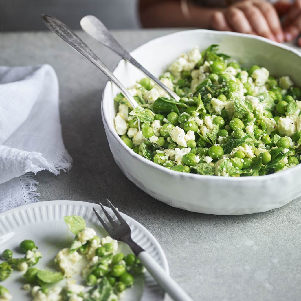 Raw Pea Feta & Oregano Salad