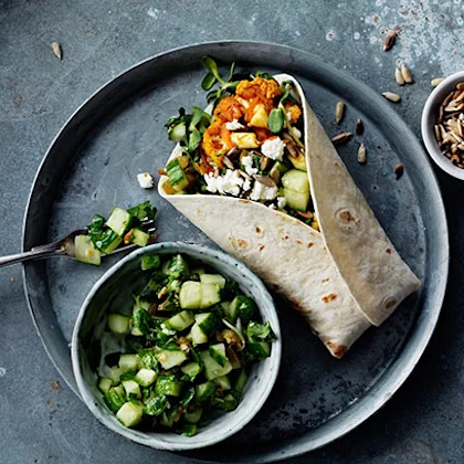 Sweet Potato Fajita with Cucumber & Jalapeño Salad