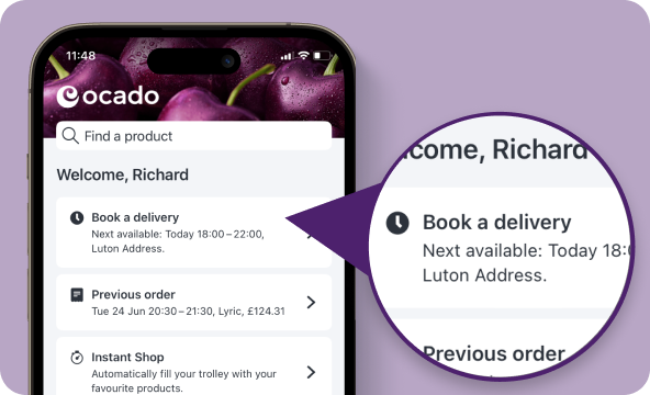 Book a slot section on the app