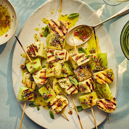 Melon and Halloumi Skewers