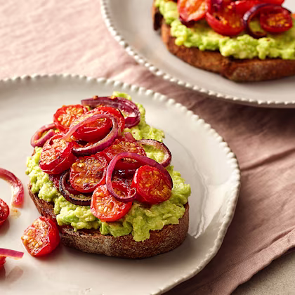 Smashed Avocado Toast with Balsamic-roasted Cherry Tomatoes