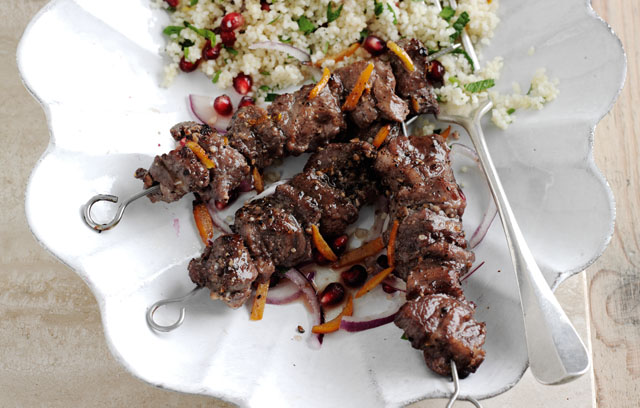 Honey and Pomegranate Glazed Lamb Skewers