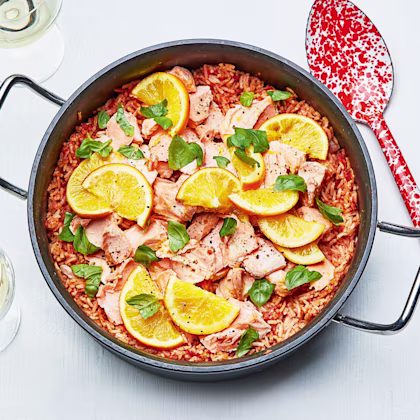 Baked Citrus Salmon with Tomato Rice