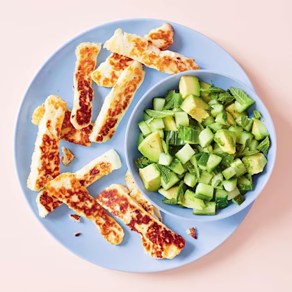 Halloumi Soldiers with Cucumber and Avocado