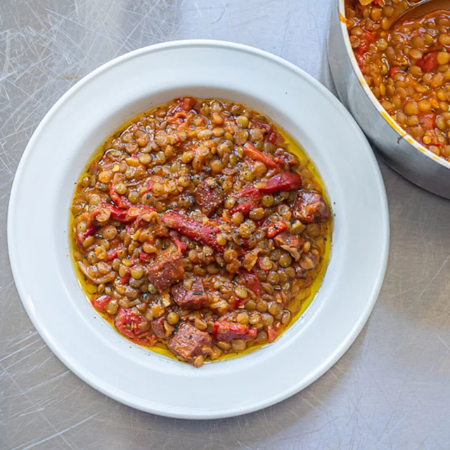 Spicy Chorizo and Red Pepper Lentils
