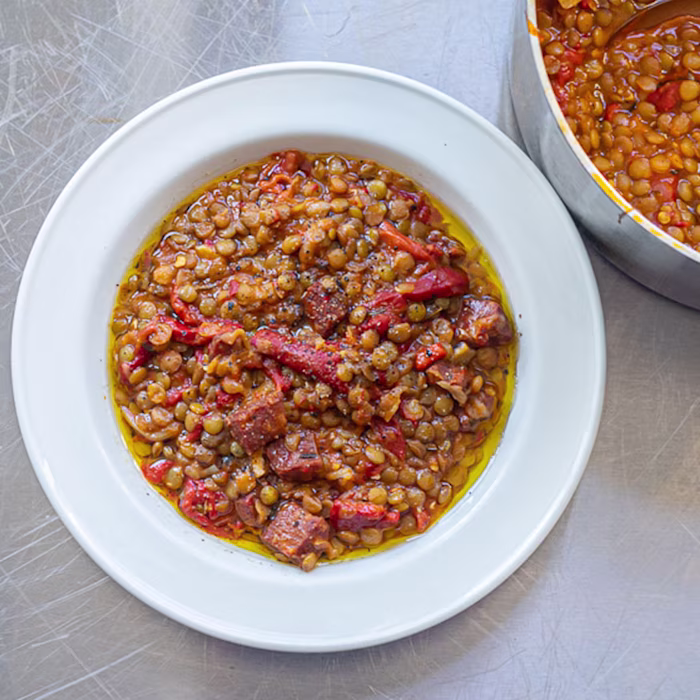 Spicy Chorizo and Red Pepper Lentils