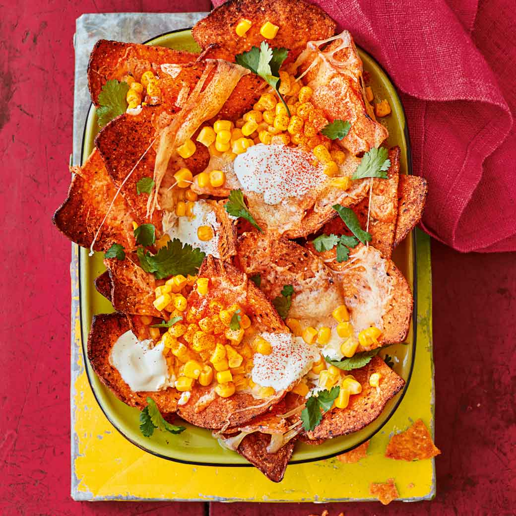 Cheesy Sweetcorn and Sour Cream Nachos