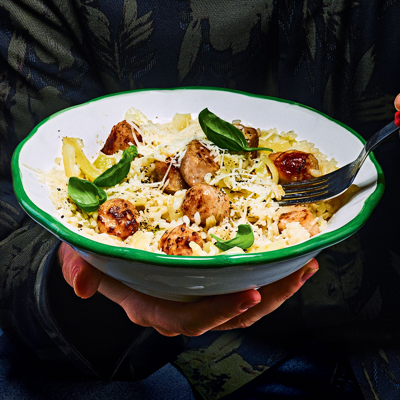 Sausage and Fennel Risotto with Basil   