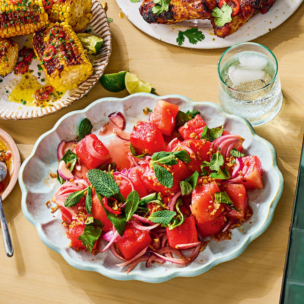 Watermelon, Thai Basil and Mint Salad