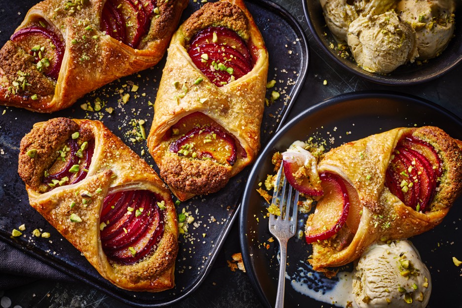 Tom Kerridge’s Plum and Pistachio Cream Pastries