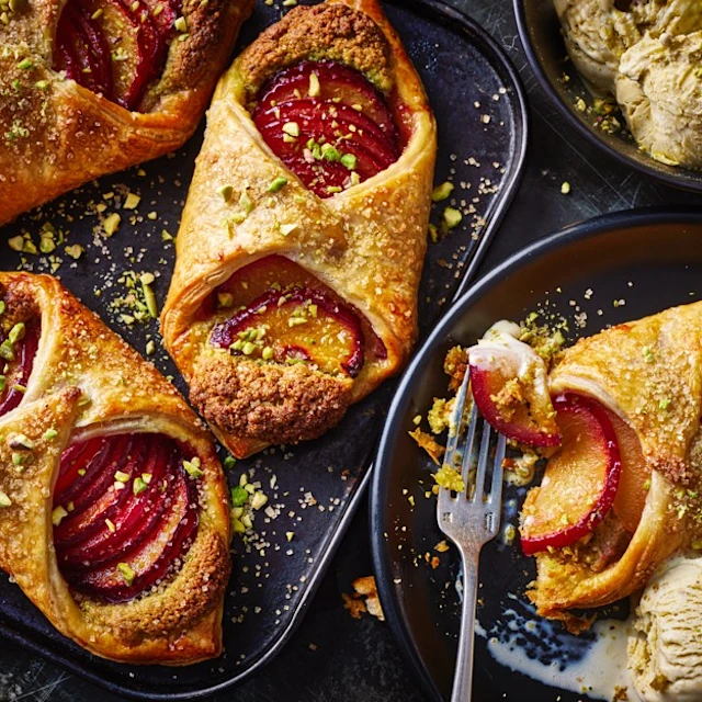 Tom Kerridge’s Plum and Pistachio Cream Pastries