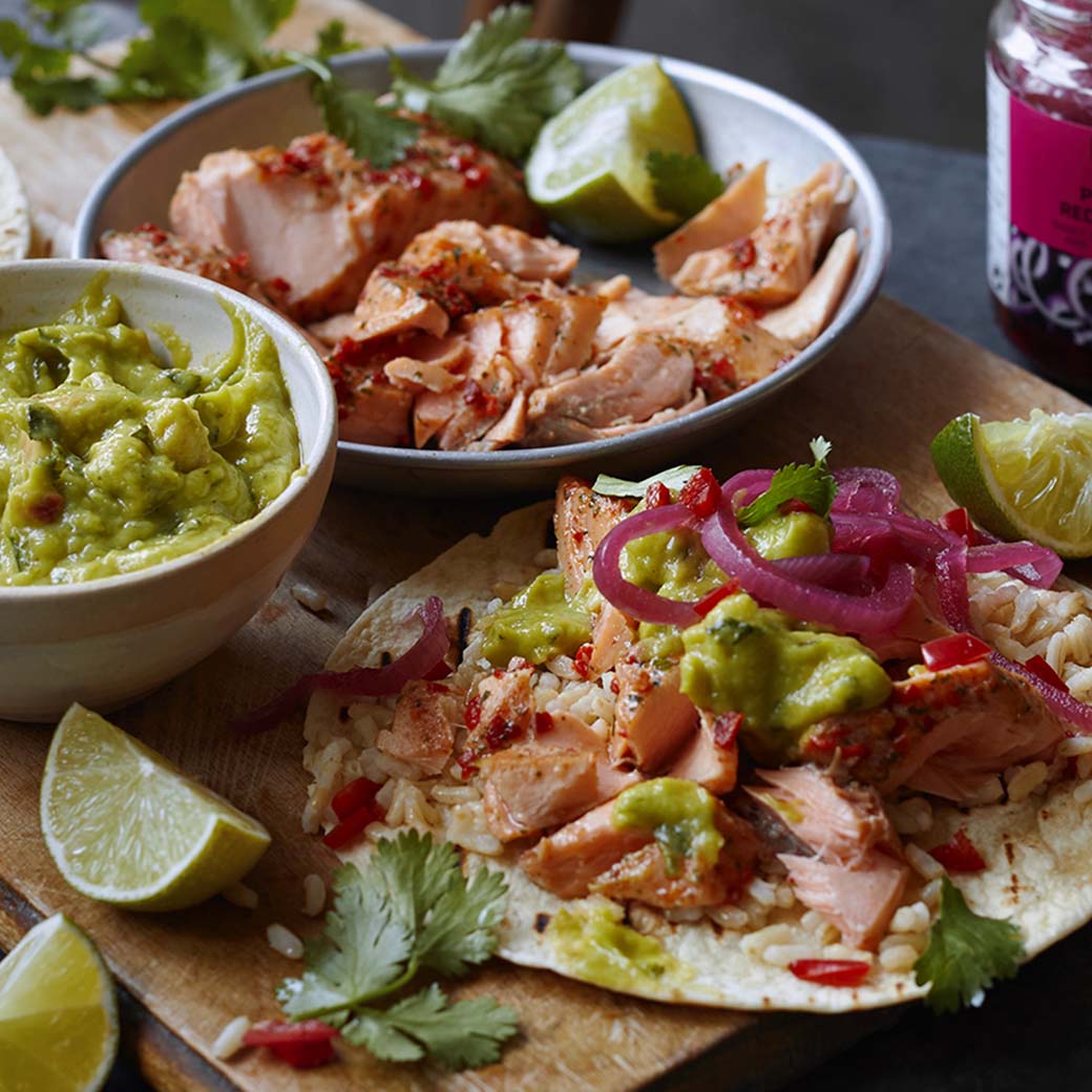 Sweet Chilli Salmon Open Tacos