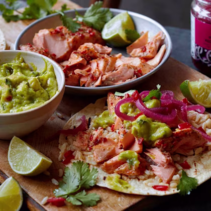 Sweet Chilli Salmon Open Tacos
