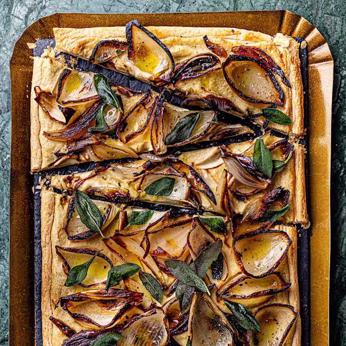 Caramelised Onion and Crispy Sage Tart