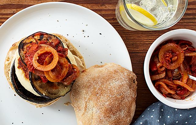 Halloumi, Mushroom & Aubergine Burgers