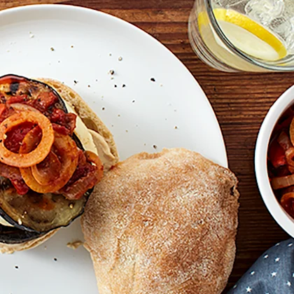 Halloumi, Mushroom & Aubergine Burgers