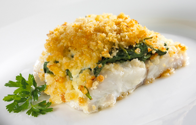 Spinach and Horseradish Cod Crumble