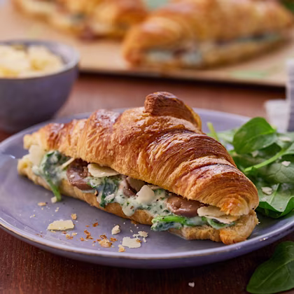 Croissants with Mushrooms and Spinach Bechamel