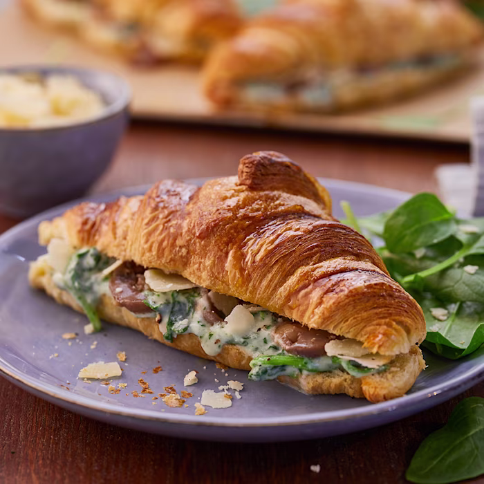 Croissants with Mushrooms and Spinach Bechamel