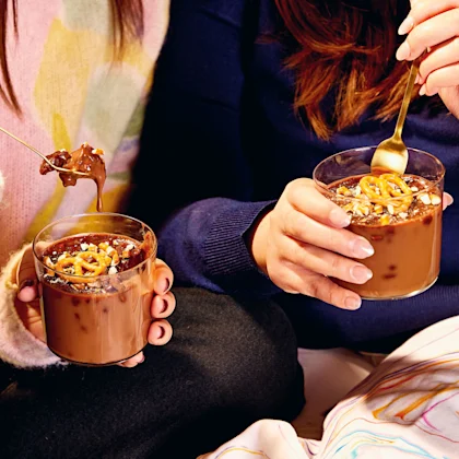 Sea Salt Chocolate Pots with Pretzel Crunch