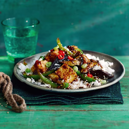 Sesame-Crusted Tofu and Aubergine with Sichuan Miso Sauce