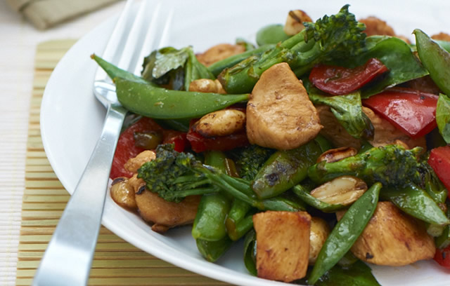 Chicken, Peanut, Sugar Snap & Basil Stir Fry