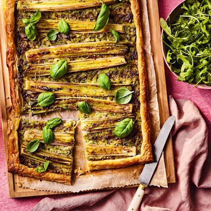 Baby Leek and Spinach Puff Pastry Tart