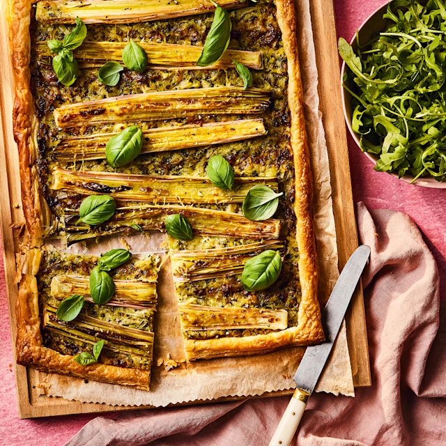 Baby Leek and Spinach Puff Pastry Tart