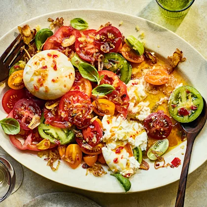Tomato Salad with Burrata and Chilli Jam