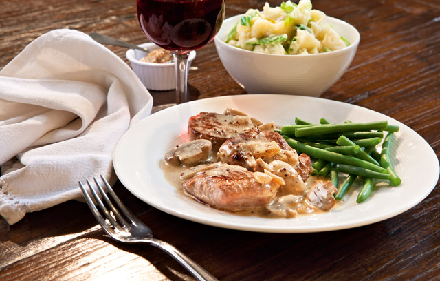 Pork and Mushroom in a Mustard Sauce with Cabbage Mash