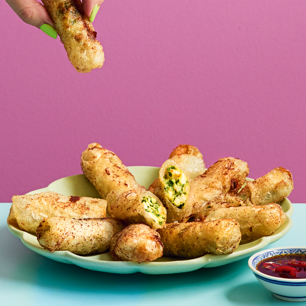 Spinach and Prawn Spring Rolls