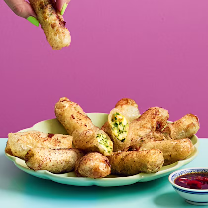 Spinach and Prawn Spring Rolls