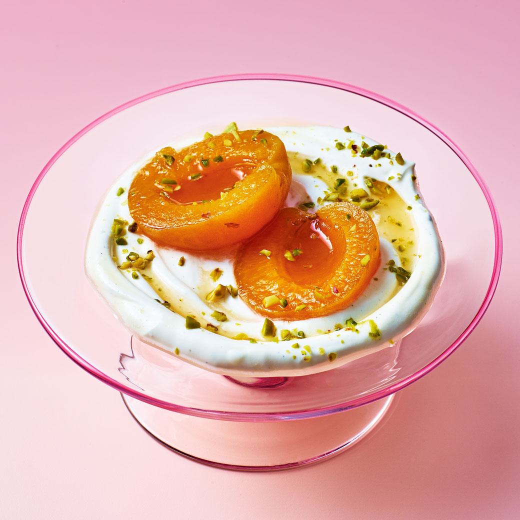 Cardamom-poached Apricots with Whipped Yoghurt