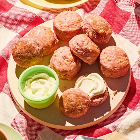 Mini Pink Cheesy Scones