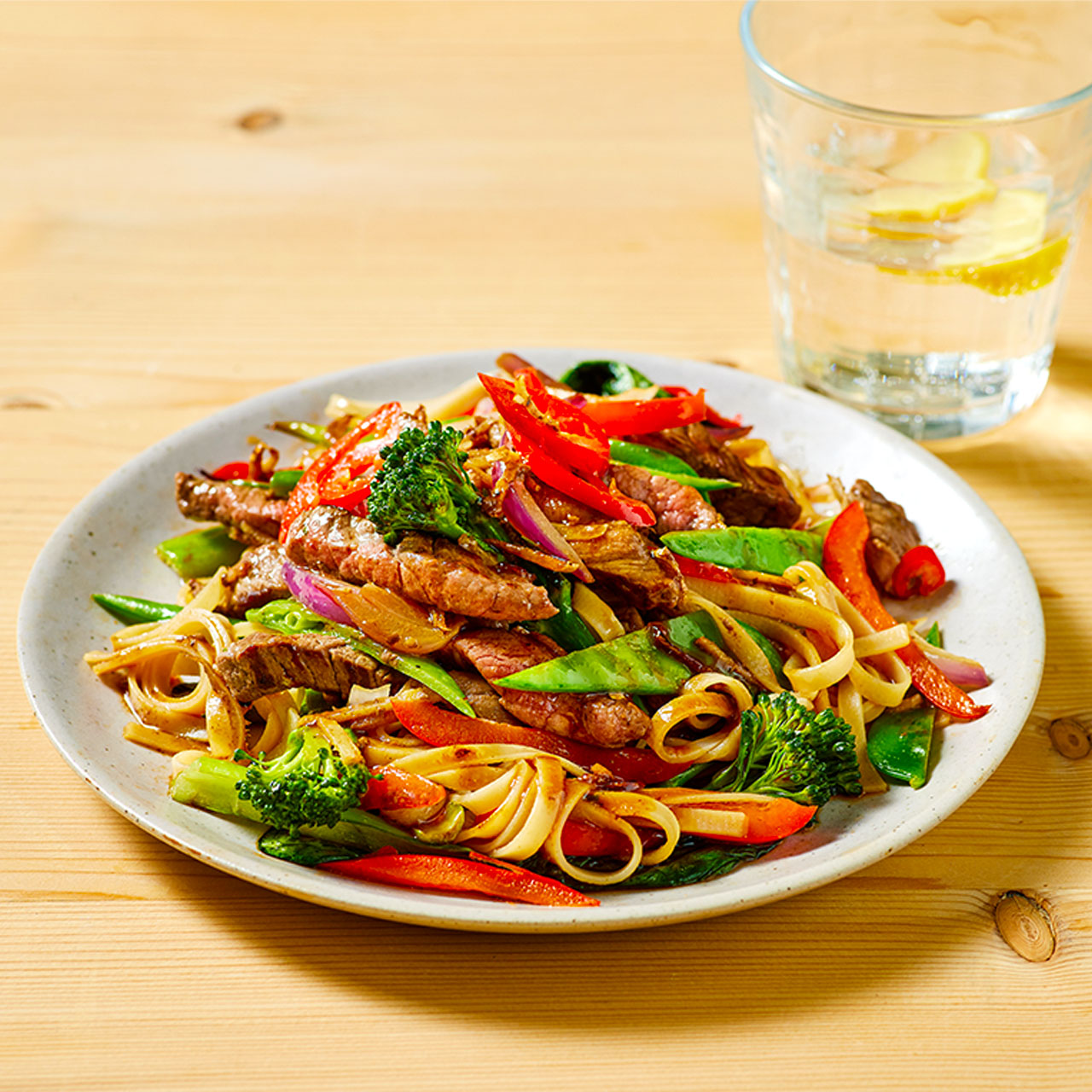 Ginger Steak Stir-fry with Brown Rice Noodles