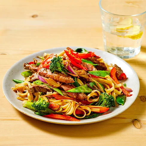 Ginger Steak Stir-fry with Brown Rice Noodles